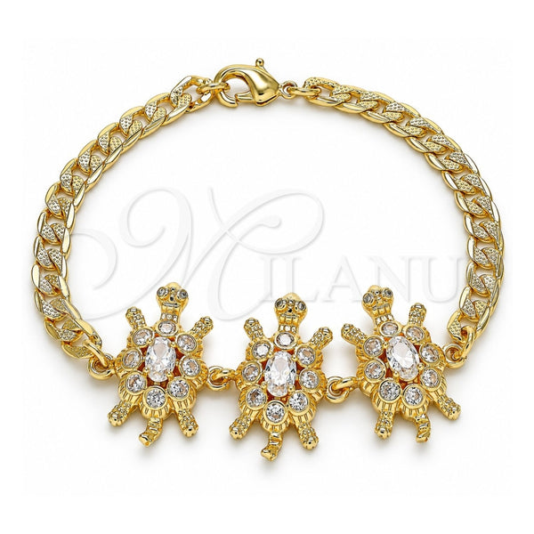 Pulsera Elegante 03.63.2139.07 Oro Laminado, Diseño de Tortuga, con Zirconia Cubica Blanca, Pulido, Tono Dorado (Grosor 05 MM, 7 Pulgadas de Largo)