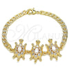Pulsera Elegante 03.63.2139.07 Oro Laminado, Diseño de Tortuga, con Blanca Zirconia Cubica, Pulido, Tono Dorado (05 MM Thickness, 7 Inches Length)