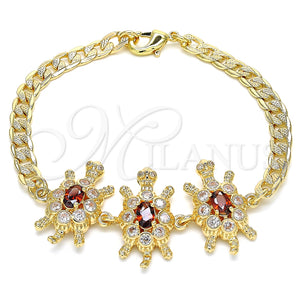 Pulsera Elegante 03.63.2139.1.07 Oro Laminado, Diseño de Tortuga, con Granate and Blanca Zirconia Cubica, Pulido, Tono Dorado (05 MM Thickness, 7 Inches Length)