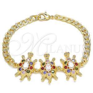 Pulsera Elegante 03.63.2139.3.07 Oro Laminado, Diseño de Tortuga, con Multicolor Zirconia Cubica, Pulido, Tono Dorado (05 MM Thickness, 7 Inches Length)