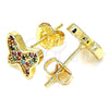 Arete Dormilona 02.233.0013 Oro Laminado, Diseño de Mariposa, con Multicolor Micro Pave, Pulido, Tono Dorado