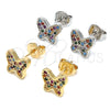 Arete Dormilona 02.233.0013 Oro Laminado, Diseño de Mariposa, con Multicolor Micro Pave, Pulido, Tono Dorado