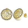 Arete Dormilona 02.233.0016.1 Oro Laminado, con Negro and Blanca Micro Pave, Pulido, Tono Dorado