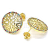 Arete Dormilona 02.233.0018 Oro Laminado, con Multicolor Micro Pave, Pulido, Tono Dorado