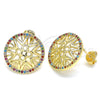 Arete Dormilona 02.233.0018 Oro Laminado, con Multicolor Micro Pave, Pulido, Tono Dorado