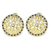 Arete Dormilona 02.233.0018.1 Oro Laminado, con Negro and Blanca Micro Pave, Pulido, Tono Dorado