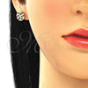 Arete Dormilona 02.233.0019.1 Oro Laminado, con Negro and Blanca Micro Pave, Pulido, Tono Dorado