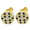 Arete Dormilona 02.233.0019.1 Oro Laminado, con Negro and Blanca Micro Pave, Pulido, Tono Dorado