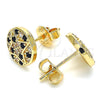 Arete Dormilona 02.233.0019.1 Oro Laminado, con Negro and Blanca Micro Pave, Pulido, Tono Dorado