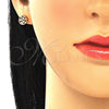 Arete Dormilona 02.233.0021.1 Oro Laminado, con Negro and Blanca Micro Pave, Pulido, Tono Dorado