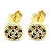 Arete Dormilona 02.233.0021.1 Oro Laminado, con Negro and Blanca Micro Pave, Pulido, Tono Dorado
