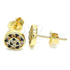 Arete Dormilona 02.233.0021.1 Oro Laminado, con Negro and Blanca Micro Pave, Pulido, Tono Dorado