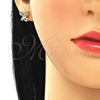 Arete Dormilona 02.233.0022 Oro Laminado, Diseño de Mariposa, con Multicolor Micro Pave, Pulido, Tono Dorado
