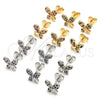 Arete Dormilona 02.233.0022 Oro Laminado, Diseño de Mariposa, con Multicolor Micro Pave, Pulido, Tono Dorado
