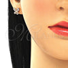 Arete Dormilona 02.233.0022.2 Oro Laminado, Diseño de Mariposa, con Rubi and Blanca Micro Pave, Pulido, Tono Dorado