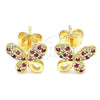 Arete Dormilona 02.233.0022.2 Oro Laminado, Diseño de Mariposa, con Rubi and Blanca Micro Pave, Pulido, Tono Dorado