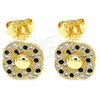 Arete Dormilona 02.233.0025.1 Oro Laminado, con Negro and Blanca Micro Pave, Pulido, Tono Dorado