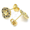 Arete Dormilona 02.233.0025.1 Oro Laminado, con Negro and Blanca Micro Pave, Pulido, Tono Dorado