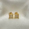 Arete Dormilona 02.342.0039 Oro Laminado, con Zirconia Cubica Blanca, Pulido, Tono Dorado