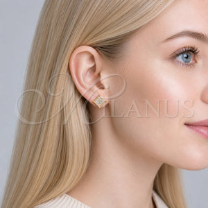Arete Dormilona 02.342.0039 Oro Laminado, con Zirconia Cubica Blanca, Pulido, Tono Dorado
