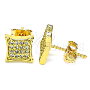 Arete Dormilona 02.342.0040 Oro Laminado, con Blanca Micro Pave, Pulido, Tono Dorado