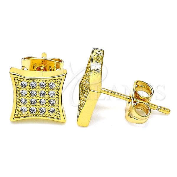 Arete Dormilona 02.342.0040 Oro Laminado, con Blanca Micro Pave, Pulido, Tono Dorado