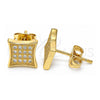 Arete Dormilona 02.342.0040 Oro Laminado, con Micro Pave Blanca, Pulido, Tono Dorado