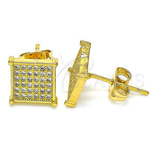 Arete Dormilona 02.342.0047 Oro Laminado, con Blanca Micro Pave, Pulido, Tono Dorado