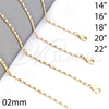 Gargantilla Basica 04.213.0029.16 Oro Laminado, Pulido, Tono Dorado (0.60 Gauge, 02 MM Thickness, 16 Inches Length)