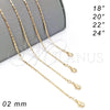 Gargantilla Basica 04.213.0051.22 Oro Laminado, Pulido, Tono Dorado (02 MM Thickness, 22 Inches Length)