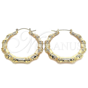 Argolla Grande 02.60.0149.55 Oro Laminado, Diseño de Bambu y Hueco, Pulido, Tono Dorado