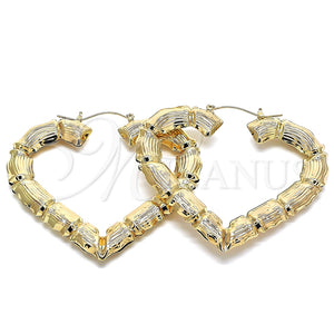 Argolla Extra Grande 02.60.0150.75 Oro Laminado, Diseño de Corazón y Bambu, Pulido, Tono Dorado