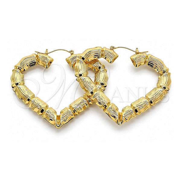 Argolla Extra Grande 02.60.0150.75 Oro Laminado, Diseño de Corazón y Bambu, Pulido, Tono Dorado