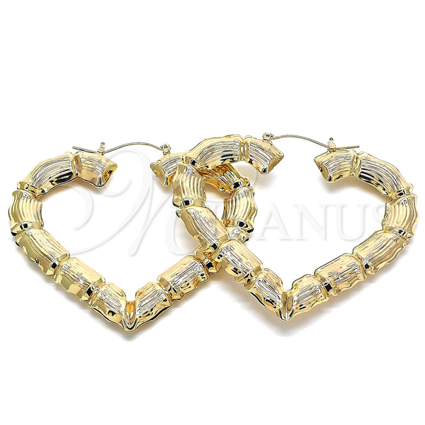Argolla Extra Grande 02.60.0150.75 Oro Laminado, Diseño de Corazón y Bambu, Pulido, Tono Dorado