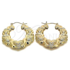 Argolla Mediana 02.60.0154.45 Oro Laminado, Diseño de Besos y Abrazos y Bambu, Pulido, Tono Dorado