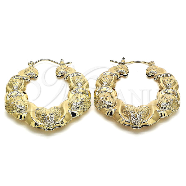 Argolla Mediana 02.60.0154.45 Oro Laminado, Diseño de Besos y Abrazos y Bambu, Pulido, Tono Dorado