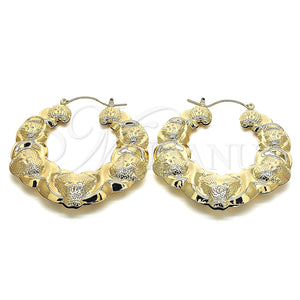 Argolla Grande 02.60.0154.55 Oro Laminado, Diseño de Besos y Abrazos y Bambu, Pulido, Tono Dorado