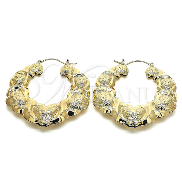 Argolla Grande 02.60.0154.55 Oro Laminado, Diseño de Besos y Abrazos y Bambu, Pulido, Tono Dorado