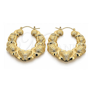 Argolla Grande 02.60.0154.55 Oro Laminado, Diseño de Besos y Abrazos y Bambu, Pulido, Tono Dorado
