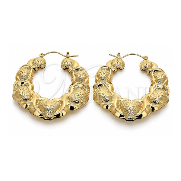 Argolla Grande 02.60.0154.55 Oro Laminado, Diseño de Besos y Abrazos y Bambu, Pulido, Tono Dorado