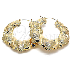 Argolla Extra Grande 02.60.0154.65 Oro Laminado, Diseño de Besos y Abrazos y Bambu, Pulido, Tono Dorado
