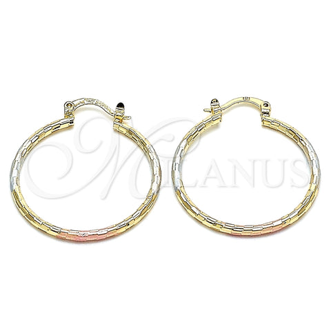 Argolla Mediana 02.170.0295.30 Oro Laminado, Diamantado, Tres Tonos
