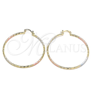 Argolla Grande 02.170.0295.50 Oro Laminado, Diamantado Rosado, Tres Tonos