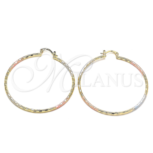 Argolla Grande 02.170.0295.50 Oro Laminado, Diamantado Rosado, Tres Tonos