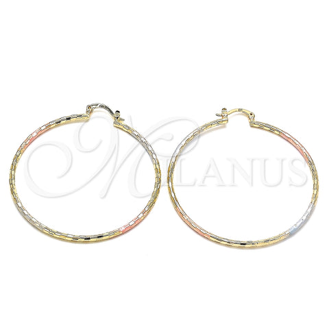 Argolla Grande 02.170.0295.50 Oro Laminado, Diamantado Rosado, Tres Tonos