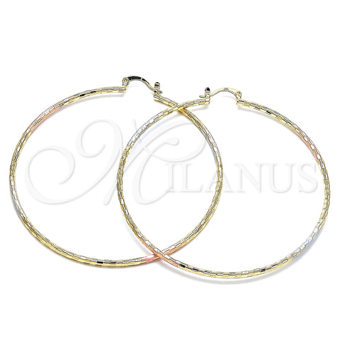 Argolla Extra Grande 02.170.0295.70 Oro Laminado, Diamantado, Tres Tonos