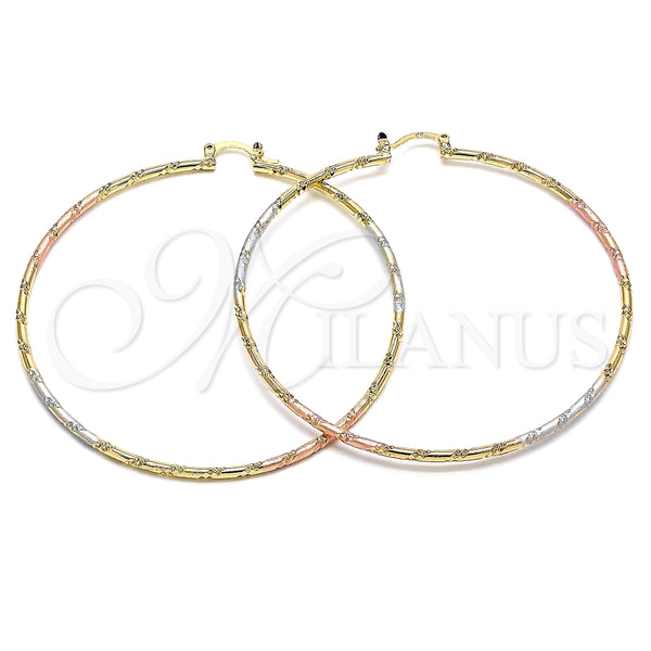 Argolla Extra Grande 02.170.0297.70 Oro Laminado, Diamantado, Tres Tonos
