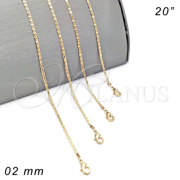 Gargantilla Basica 04.213.0032.20 Oro Laminado, Pulido, Tono Dorado (Grosor 02 MM, 20 Pulgadas de Largo)