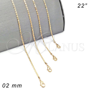 Gargantilla Basica 04.213.0032.22 Oro Laminado, Pulido, Tono Dorado (02 MM Thickness, 22 Inches Length)