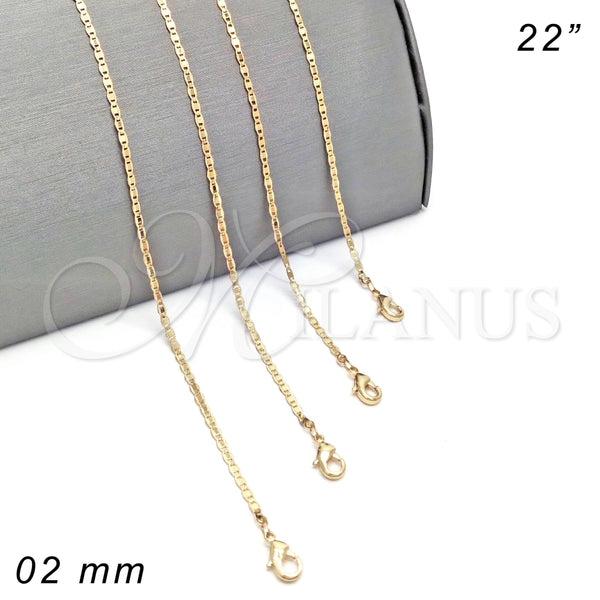 Gargantilla Basica 04.213.0032.22 Oro Laminado, Pulido, Tono Dorado (02 MM Thickness, 22 Inches Length)